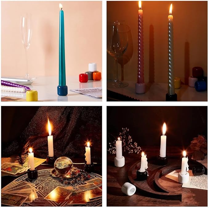10 Pcs Ceramic Chime Candle Holders, 0.7 Inch Diameter, Home Small Candle Holders for Casting Chimes, Rituals, Spells, Vigil, Wiccan Supplies & More (Ceramics, Multicolor)