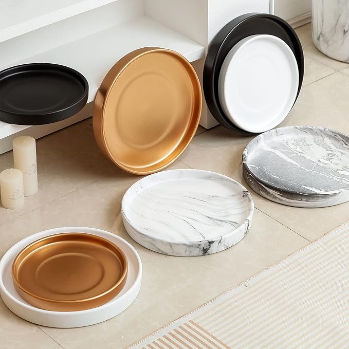 12 Inch Ceramic Saucer - Ceramic Drainage Tray for Plant Pot (Matte Black)