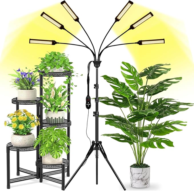 LED Grow Light Coverage and Upgraded Larger Board, Full Spectrum Grow Lamps for Indoor Hydroponic Growing Light with High PPFD (5 Arms)