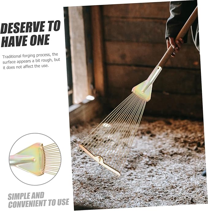 Mikikit Foldable High-Carbon Rake Garden Cleaning Tool for Lawn Care and Maintenance Efficient Metal Rake for Leaves and Debris Gardening Accessory