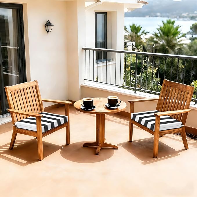 LVTXIII Outdoor Seat Cushions Set of 2 Square Chair Cushions with Ties, Patio Chair Pads for Home Office and Patio Garden Furniture Decoration 22"x22"x3", Cabana Black