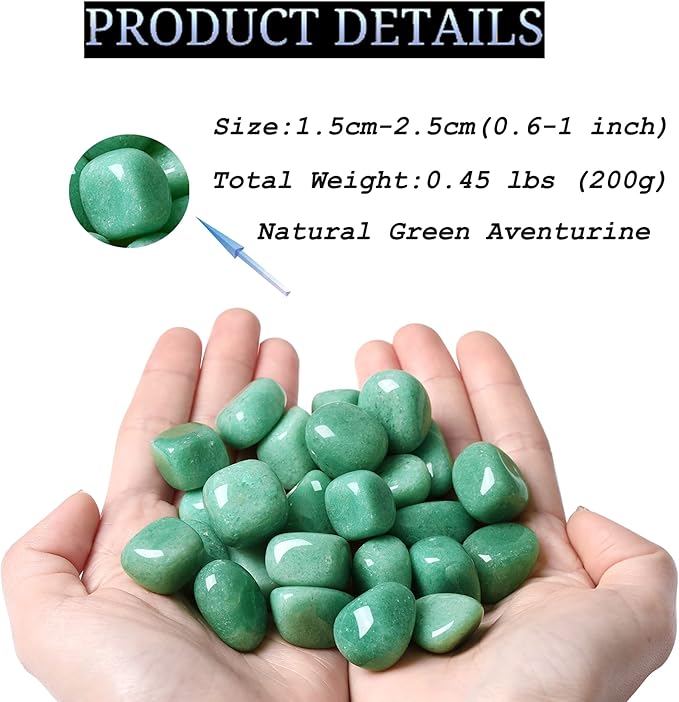 DUQGUHO Green Aventurine Healing Crystals Stones Set Natural Bulk Crystals Tumbled Polished Irregular Crystal Stones Bulk Rocks 0.45 lbs