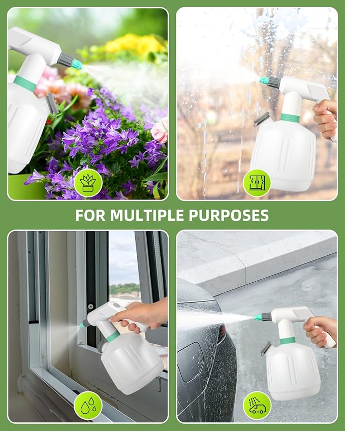 Uten Cordless Electric Sprayer - 2L Rechargeable Electric Spray Bottle, Lightweight Portable Sprayer, Multi-Use for Cleaning, Watering, Disinfecting