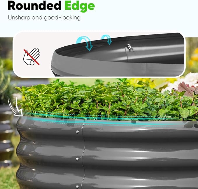 Quictent Galvanized Raised Garden Bed Kit with Self Watering System and Mesh Cover, Large Oval Metal Outdoor Planter Garden Boxes for Vegetables Herbs Flowers, 6x3x1Ft