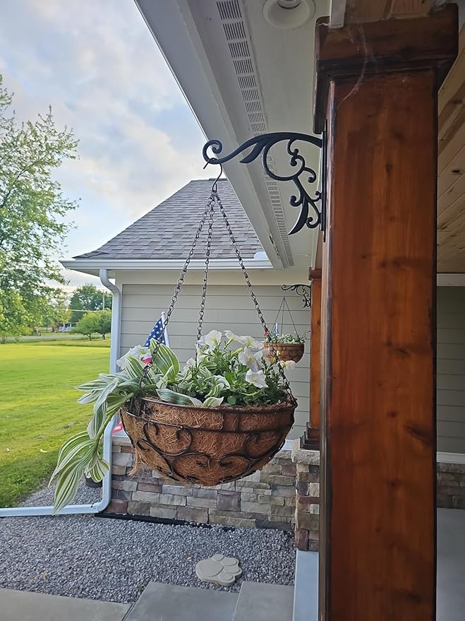 Black Metal Outdoor Hanging Brackets, 5.9 Inch, Heavy Duty, Modern Rustic Style, Wall Mount, 1 Count