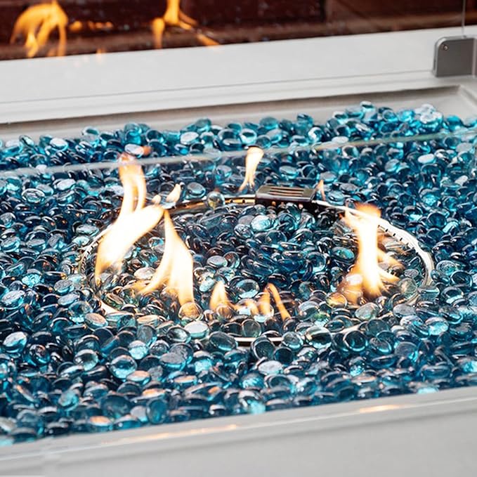 5Lb Blue Flat Glass Marbles for Vase Fillers, 500 PCS Glass Pebbles, Decorative Glass Rocks for Vase Fish Tank Candle Fountains Crafts Centerpieces Firepit and Home Decor