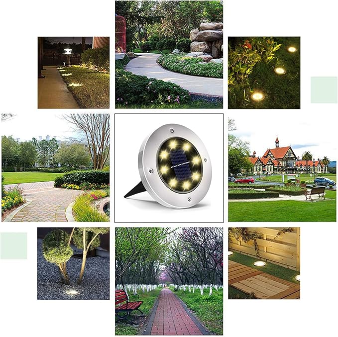 INCX Solar Lights Outdoor Waterproof,16 Pack Solor Ground Light for Outside, Solar Garden Lights Landscape Lighting for Patio Pathway Lawn Yard Deck Driveway Walkway, Warm White
