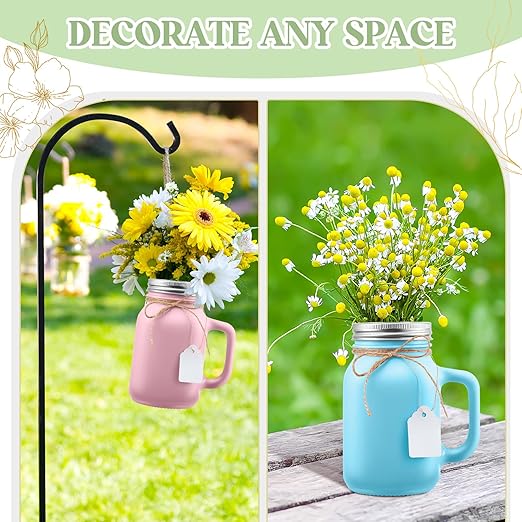 Vesici 6 Set Hydroponic Mason Garden Jar Kit Self Watering Herb Hydroponic Planter Starter Kit with Net Pot for Indoor Herbs Windowsill Garden Flower Plant Growing Germination