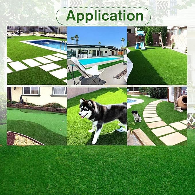 Artificial Grass Rug Outdoor Indoor 2FTX61FT Fake Grass Carpet Green Synthetic Grass Pet Turf Realistic Faux Grass Rug with Drain Holes for Garden Lawn Landscape Balcony Home Decor Patio