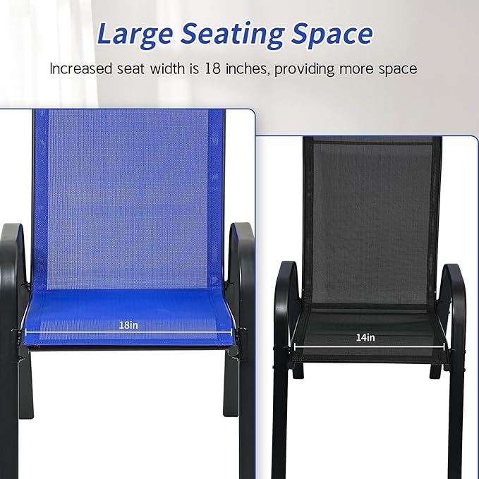 Stackable Outdoor Patio Dining Chairs with Backrest/Armrests for Lawn Garden Balcony Deck Camping-Set of 2 Or 4 (2, Navy Blue)