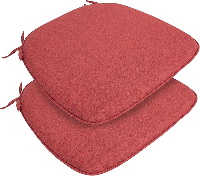 FUNHOME 17"x16"x2" Outdoor Chair Cushions Set of 4, Water Resistant Patio Chair Pads with Ties, Seat Cushions for Home Garden Furniture Decoration-Sangria Red