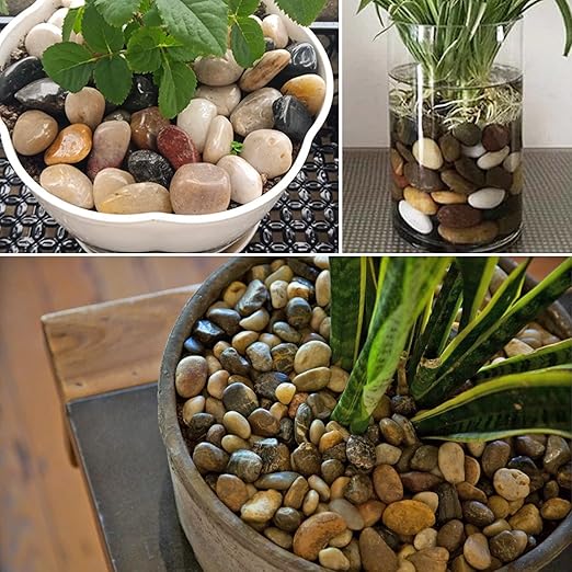River Rocks for Plants 11.25 LB Small Decorative Pebbles 1"-1.5" Polished Stones Smooth Aquarium Gravel for Fish Tank Vases Indoor Planters Outdoor Landscaping Garden (180oz)
