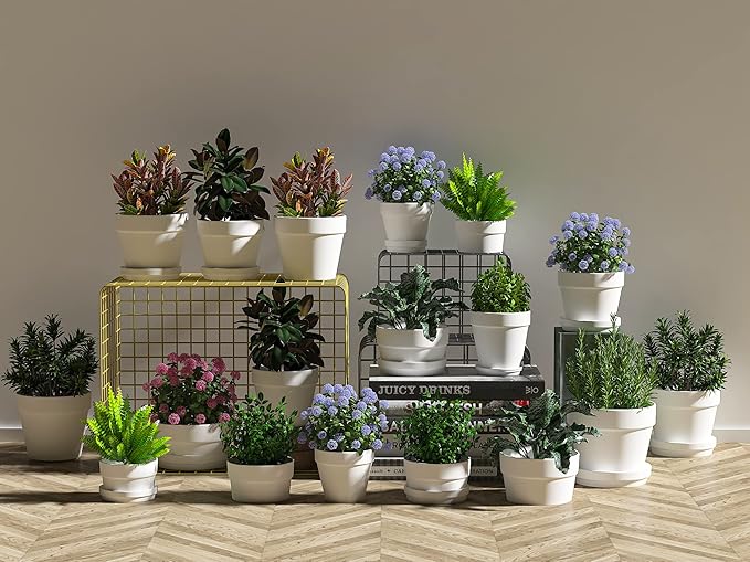 12 PCS Small Mini White Clay Pots with Drainage Holes, 2.5inch Terra Cotta Pot Clay Ceramic Pottery Planter,Succulent Nursery Pot/Cactus Plant Pot,for Indoor/Outdoor Plants,Crafts,Wedding Favor