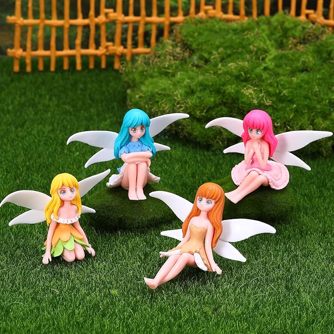 Fairy Garden Accessories, Miniature Garden Ornaments Included Mini Fairy Figures Tiny Gnome Figurines Enchanted Tiny House Set for DIY Landscape Potted Plants Dollhouse Desk Decor