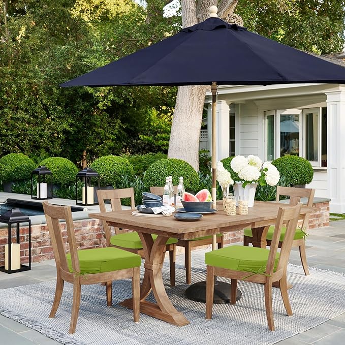 Topotdor Outdoor Chair Cushions Set of 2, 18"x18"x2" Waterproof Patio Chair Cushions for Outdoor Furniture, Round Corner Outdoor Seat Cushions Color Fastness Chair Pads with Ties, Green
