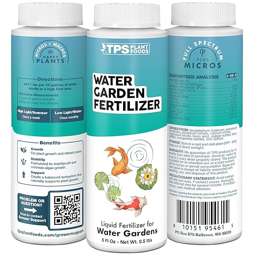 Water Garden Fertilizer, Complete Liquid Water Garden Plant Food, 8 oz (250mL)