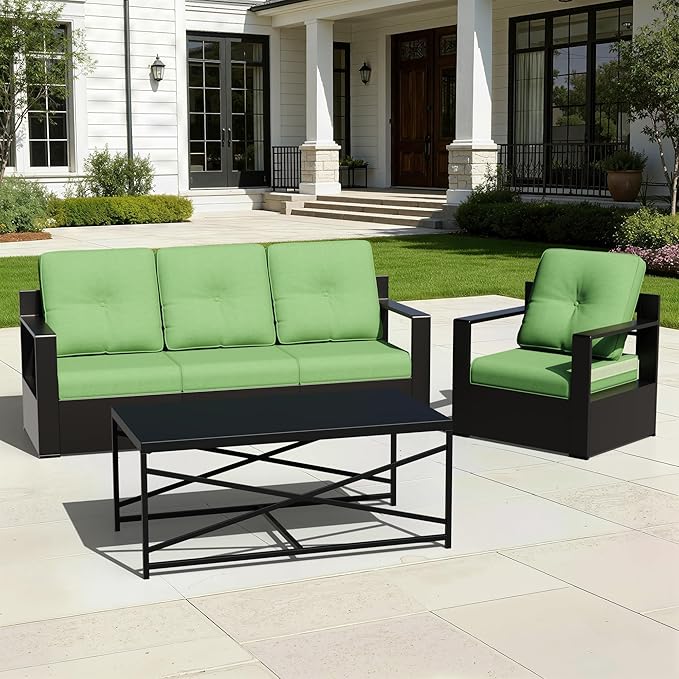 Joyside Outdoor Chair Cushions Set, 22x25/22x24 Inch Patio Furniture Deep Seat Cushions, Water Resistant & Thick Cushion, Outdoor Replacement Cushions for Seat and Sofa