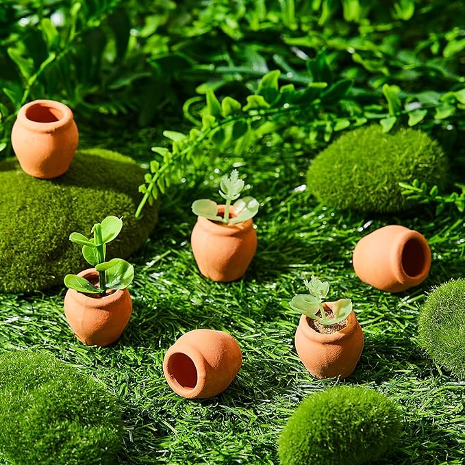 40 Pcs 0.9 x 0.75 Inch Small Mini Clay Pots Terracotta Clay Small Flower Doll House Flower Pot for Crafts DIY Garden Plants and Office Desktop Windowsill Decoration