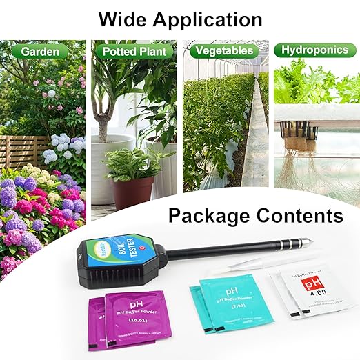 8-in-1 Soil Moisture Meter with App, Digital Soil Tester for pH, EC, Fertility, Salinity, Sunlight, Air Humidity, Temperature, Accurate Soil Test Kit for Indoor & Outdoor Plants