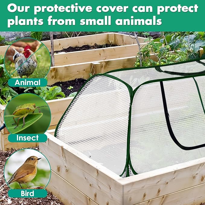 Garden Rows Accelerator Plants Cover-Garden Greenhouse with Roll-up Zipper Door,Thicker PE Cover for Indoor Outdoor Vegetable Fruits Rows - 45" L x 22" W x 16" H (White, 1 Pack)