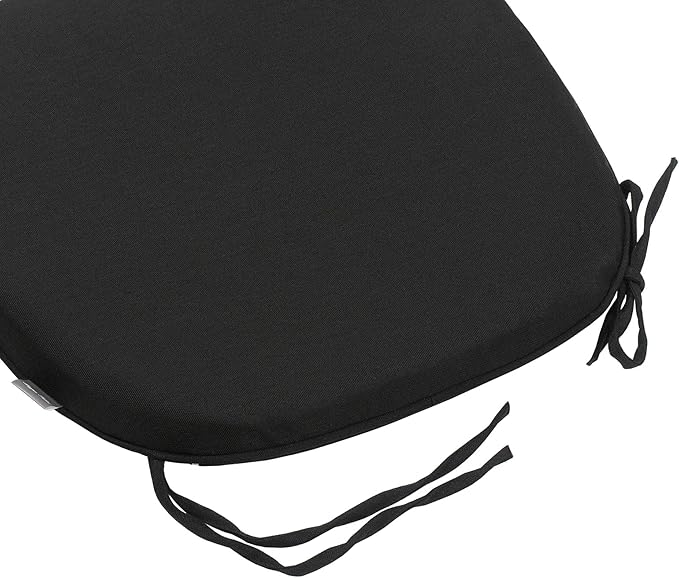 Magpie Fabrics Outdoor/Indoor 17"x16"x2" Chair Cushions with Ties Set of 2, Waterproof All Weather U-Shape Seat Pads Decoration for Patio Garden Furniture Home Office (Black)