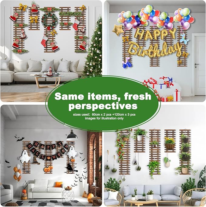 2 Pcs Wall Planters - 11.4"W x 23.62"H Wooden Wall Planters for Indoor Outdoor Plants,Hanging Wood Wall Trellis,Wall Mounted Plant Holder for Orchids,Succulent,Air Plants,Hanging Pots Display