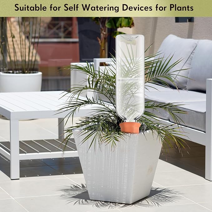 Dandat 8 Pcs 34oz Plant Watering Devices Include Terracotta Self Watering Spikes with 1000ml Plastic Bottles Slow Release Vacation Insert Automatic Plant Waterer Self Water Planter for Garden