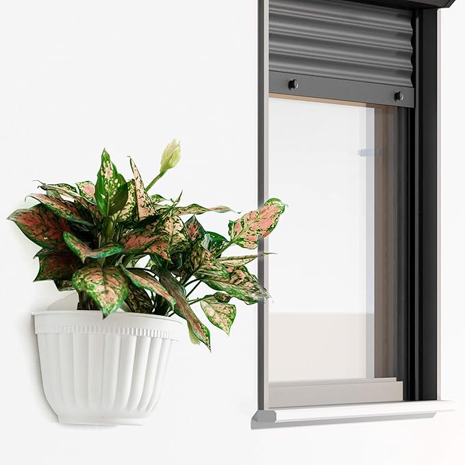 ORIMERC 8 Pack White Wall Hanging Planters Pots for Indoor Plants Wall Plants Holder with Drainage Hole Balcony Planters Railing Hanging Pot Fence Vertical Living Mount Outdoor with Hooks/Screws