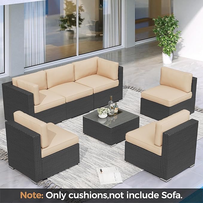Betterland Outdoor Cushions for Patio Furniture, Replacement Patio Cushion for Outdoor Sectional, Water-Resistant and Spongy Cushions for Patio Sofa Sets, Brown