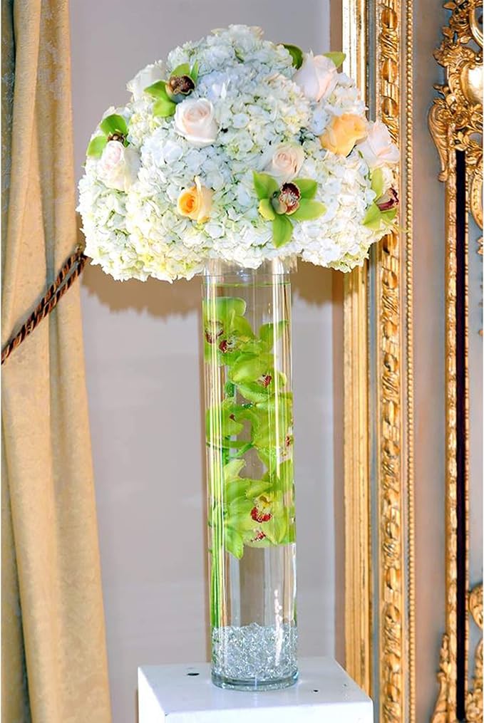 WGV Cylinder Vase, Width 6", Height 24", Clear Tall Glass Container Terrarium Candle Holder for Wedding Centerpiece, Party Event, Home Office Decor, 1 Piece