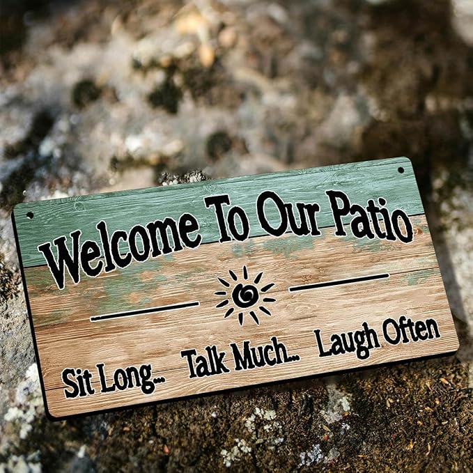 Outdoor Patio Signs For Outside Welcome To Our Patio Sign Outdoor Patio Wall Decor Personalized Wood Garden Signs For Outside Porch Sign Beach Signs 6x12 Inch