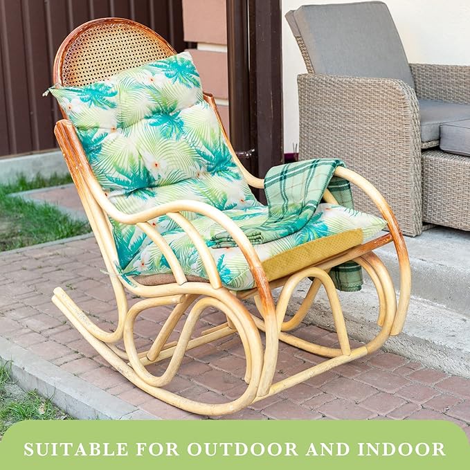 Hoteam 6 Set Patio Chair Cushions Outdoor High Chair Cushion 20 x 40 Inch Waterproof Patio Seat Rocking Indoor Thickened Pad(Tree Style,Fresh Color)