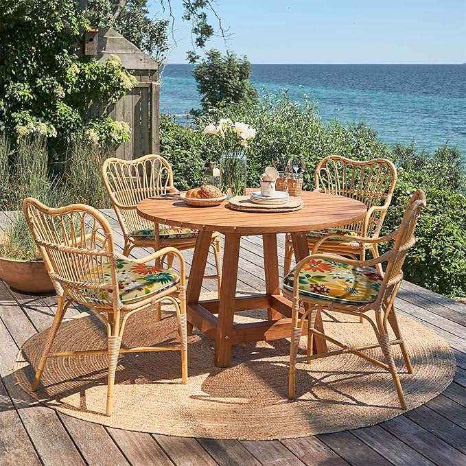 Outdoor 16"x17" Chair Pads Set of 4, Water Resistant Patio Chair Cushions with Ties, Seat Cushions for Home Garden Furniture Decoration, Flower Multi