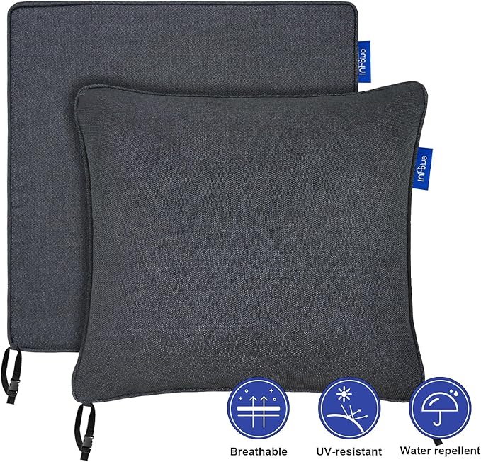 Deep Seat Cushions, Outdoor Cushions, Patio Furniture Cushions, Deep Seat & Back Cushion Patio Cushions for Backyard Couch Sofa Fade Resistant (24x24x4 inches 3 Sets, Black Grey)