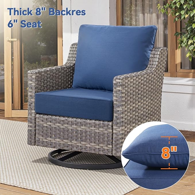 6" Thick Outdoor Cushions 22x24x6, 4-Set Deep Seat Patio Cushions with Removable Cover, Waterproof & Fade Resistant Replacement for Wicker Chair, Loveseat, Sofa - Blue