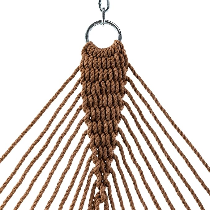 Original Pawleys Island Deluxe Antique Brown DuraCord Rope Hammock – 13 ft. x 65 in, 2-Person, 450 lb Capacity, Oak Spreader Bar, Zinc-Plated Hardware, Handcrafted in The USA