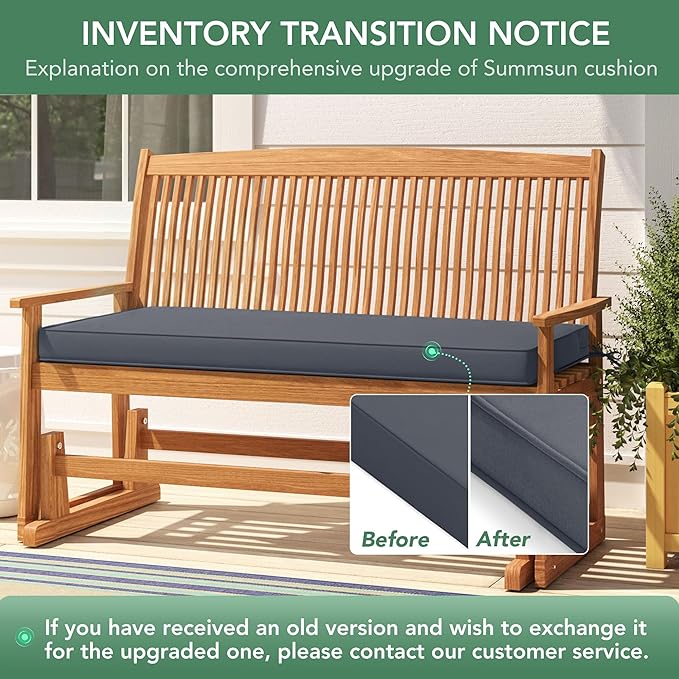 Outdoor Bench Cushion: Waterproof and Fade Resistant Patio Furniture Cushions - Non-Slip Bench Pad Cushion with Removable Cover for Garden Swing Porch Sofa Settee, 42 x 18 Inch, Dark Grey