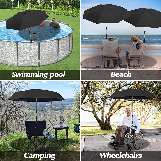 2 Pack Pool Shade Umbrella, 40" Adjustable Above Ground Pool Sunshade Canopy with Carry Bag,Patio Umbrella Use for Garden/PoolDeck/Backyard/Beach Chairs/Camp Trolley/Strollers/Golf Carts