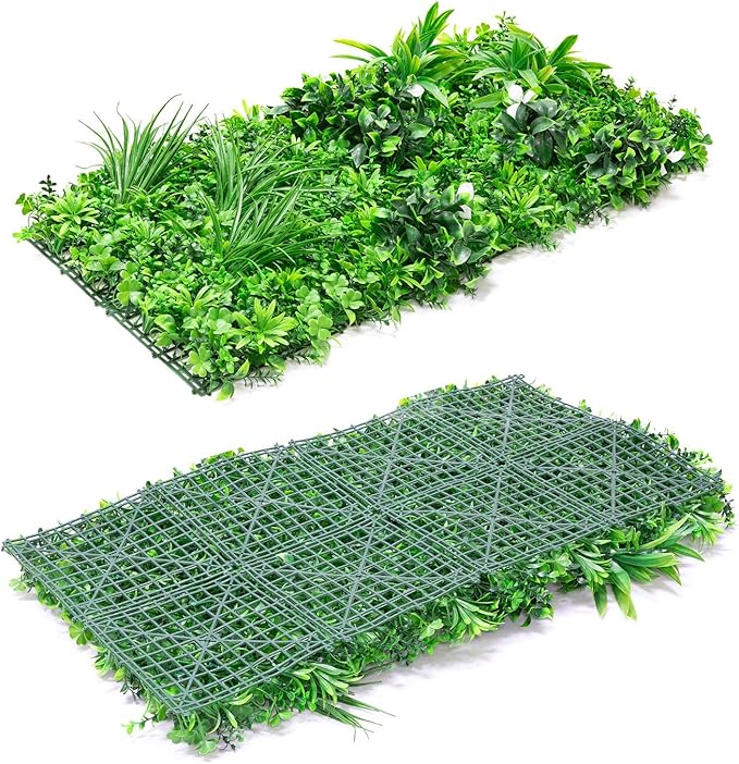 NatraHedge 20''X40'' Artificial Maui Living Wall Grass Wall Decor, 5Pcs (28SqFt) Hedge Leaf Grass Panels for Indoor, Outdoor, Garden and Balcony Privacy Fence Screen
