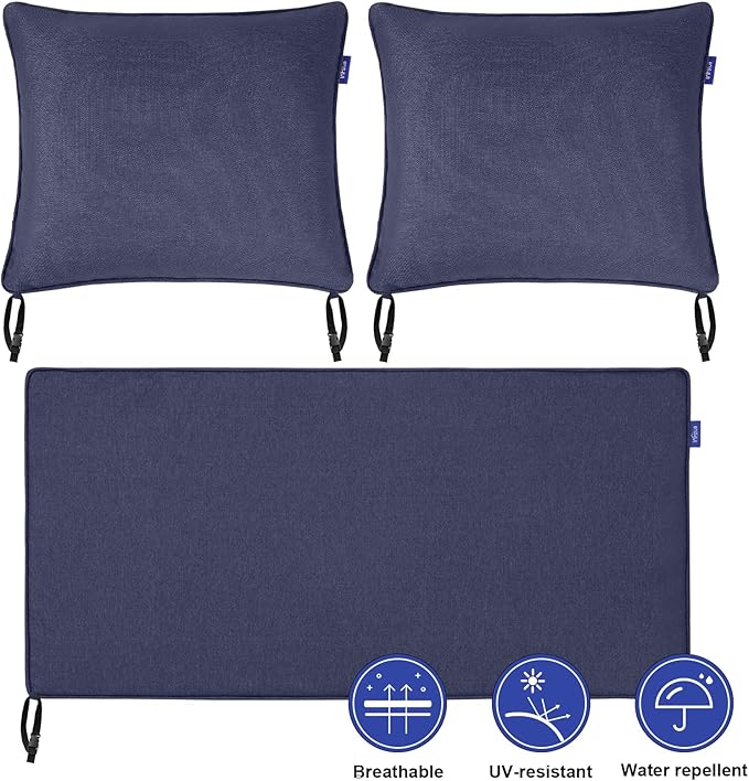 Outdoor Loveseat Cushion Set 44'' x 24'', Outdoor Cushions for Patio Furniture with Fastness Cover, Water Repellent Outdoor Seat Cushion and Couch Back Cushions for Bench, and Swing (Blue Grey)