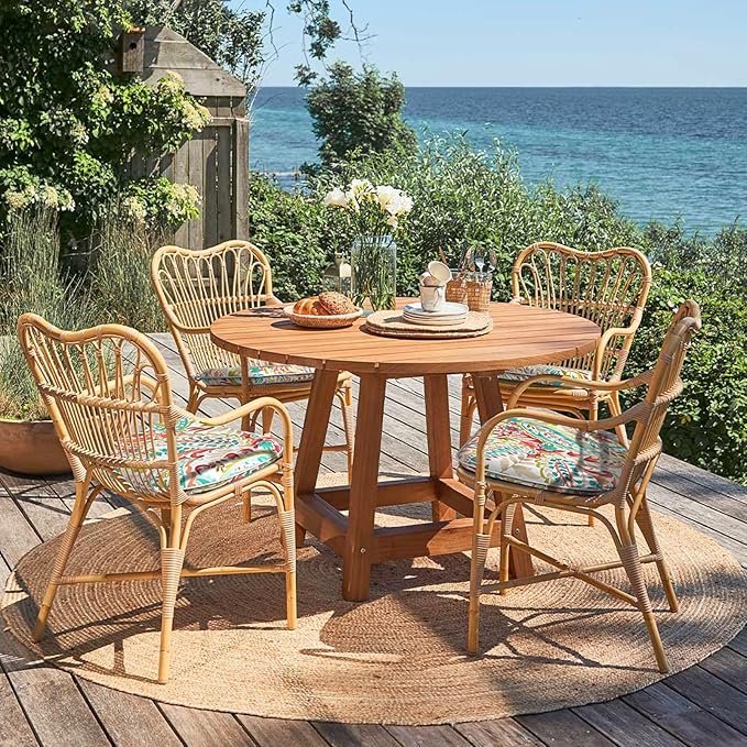 Outdoor Chair Cushions Set of 4, Water Resistant Patio Chair Pads with Ties, Seat Cushions for Home Garden Furniture Decoration, 16"x17", Pretty Paisley