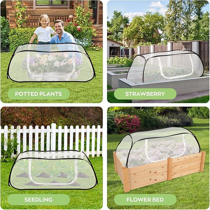Pop Up Raised Garden Bed Cover -45''x22''x16'' Instant Plant Protection Against Bird, Pests & Squirrel,Plant Net Cover for Raised Bed with Zipper Door for Protecting Vegetable Row