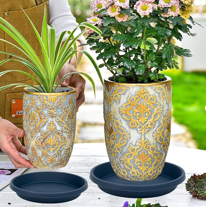 Plant Saucer 10 Inch Plastic Round 5 Pack Heavy Duty Drip Trays for Indoor Outdoor Pots