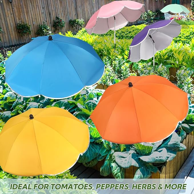 6 Pack Plant Umbrellas for Outdoor Plants, Large Upgraded Plant Shade Umbrella with Adjustable Angle, Sun Shade Cover to Defend Plants From Blazing Sun