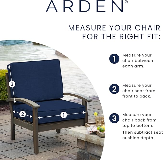 Arden 2-Pack Outdoor Patio Dining Chair Cushion, 20x44, Rain-Proof Seat Pad, Fade-Resistant Outdoor Cushion Sapphire Blue Leala