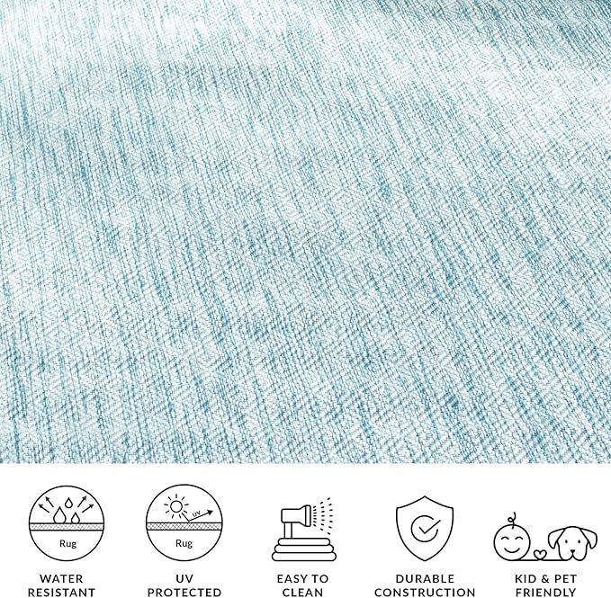 SAFAVIEH Washable Rug Outdoor Courtyard Collection - 2'3" x 6'7" Runner, Aqua Blue, Non-Shedding & Easy Cleaning, Ideal for Patio, Entryway, Mudroom, Hallway, Kitchen (CY8520-37122)