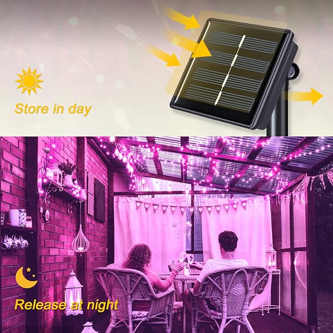 JMEXSUSS 2 Pack Valentine Solar Lights Outdoor, 33ft 100 LED Pink Solar String Lights Outdoor Waterproof, 8 Modes Pink Fairy Light for Outside Garden Patio Party Decorations
