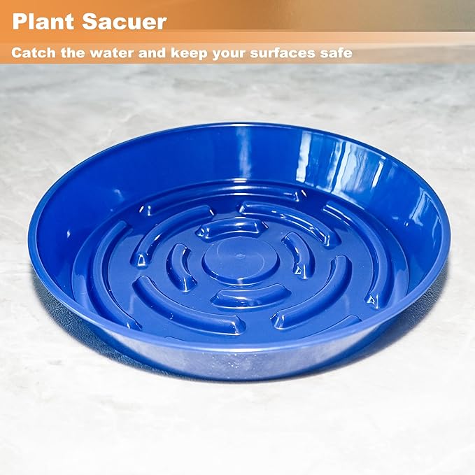 6 Packs Plant Saucer Pot Tray, 8 inch Blue Flower Planter Saucers and Drip Trays