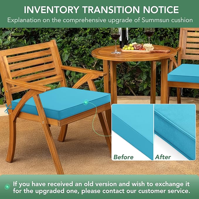 Outdoor Chair Cushions Set of 4: Waterproof & Fade Resistant Deep Seat Cushion for Patio Furniture - 24 x 24 x 3 Inch Chair Pads with Ties and Hidden Zipper - Patio Chair Cushion Replacement, Teal