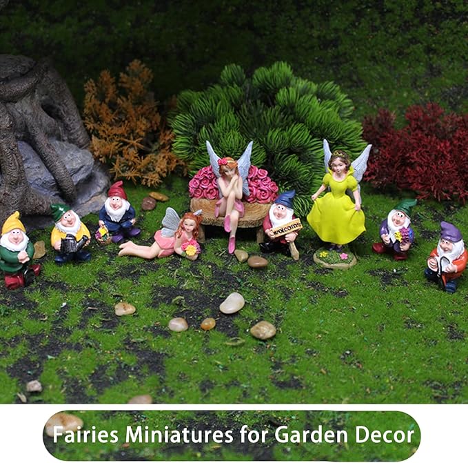 Miniature Fairy Garden Figurines Set, 3 Piece with Rose Bench, Fairy Garden Decor Accessories, Gifts for Girls, Desk Decor or Dashboard Ornaments